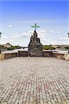 Statue of Pieta in the Charles Bridge in Prague, Czech Republic. The group represents the Virgin Mary and St. Magdalene bemoaning the dead Christ, above whom stands St. John the EvangeliSt.