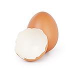 hen egg with eggshell, isolated on white