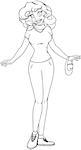 Vector illustration coloring page of an african girl in tshirt and long pants.