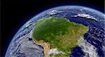 South America viewed from space with atmosphere and clouds. Elements of this image furnished by NASA.
