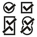 Set of four black vector tick icons