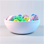 Easter eggs on a bowl