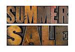 The words SUMMER SALE written in vintage letterpress type