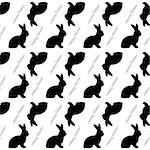 Design seamless Easter bunny rabbits monochrome pattern. Easter background. Vector art