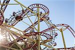 Wiener Riesenrad Ferris Wheel and Roller Coaster in the Prater amusement park in Vienna, Austria