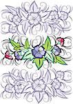 Illustration of abstract floral border with background