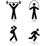 Icon set showing a person doing different types of exercise