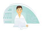 Vector illustration of Businessman with computer
