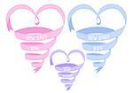 new baby boy and girl, heart shaped ribbons, vector set for baby shower