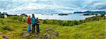 Family and summer Senja coast panorama (Norway, polar night)