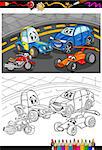 Coloring Book or Page Cartoon Illustration of Funny Cars and Vehicles Comic Characters for Children