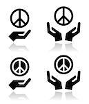 Vector icons set of peace sign with hands isolated on white