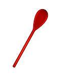 Wooden spoon in red design on white background