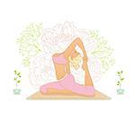 Vector illustration of Beautiful woman doing youga exercises