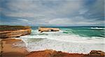 Famous rocks London Bridge in the storm weather,Great Ocean Road, Australia