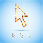 Multicolor arrow cursor in pixel style. Vector Illustration EPS10.
