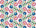 Repetitive colorful floral background - folk art print from Poland
