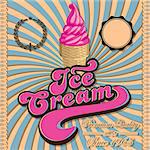 Vintage vector background with ice cream and inscriptions