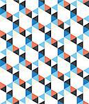 seamless pattern of white, dark blue, red triangles on a white background