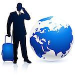 businessman traveler with Globe Original Vector Illustration Traveling Around The World Ideal for business concepts