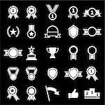 Award icons on black background, stock vector