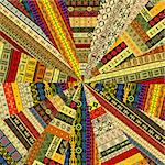 Sunburst made of patchwork fabric witf ethnic motifs