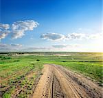 Beautiful morning sun over the country road