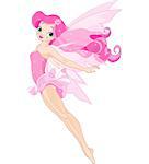 Illustration of a beautiful pink fairy in flight