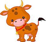 Farm animals. Illustration of cute Cow