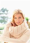 Portrait of mid adult woman in cosy jumper