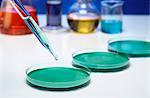 Pipetting: A pipette is used to transfer a small amount of liquid to a Petri dish