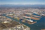 Aerial view of ports and idustry, Venice, Italy