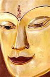 Sculpture of a Buddha. Close up of the face, Mandalay, Myanmar