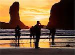 Photographers at sunset, Second Beach, Olympic National Park, Washington, USA