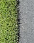 Detail of lush, green grass and sidewalk, near Quincy