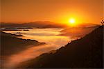 Sunrise behind Mountains and Sea of Clouds, Nara Prefecture, Japan