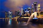 Merlion and Marina Bay downtown buildings, Singapore, Southeast Asia, Asia