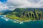 Aerial of the Napali coast, Kauai, Hawaii, United States of America, Pacific