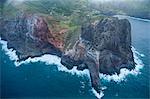 Aerial of the rocky cliffs of western Maui, Hawaii, United States of America, Pacific