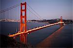 Scenic view of Golden Gate Bridge at dusk, San Francisco, California, USA