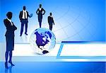 Business Team with Globe on Abstract Background Original Illustration