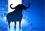 bull on blue business background Original Vector Illustration Wild Bull on unique creative background Ideal for stock market concepts
