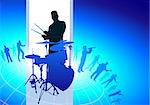 Drums Player with Musical Band Background Original Vector Illustration  Musical Band Ideal for Live Music Concept