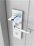 Electronic lock on door with keycard