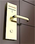 Electronic lock on door, 3d rendered illustration