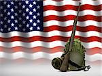 Military Equipment and American Flag