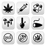 Vector buttons set - different types of drugs isolated on white