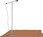 Isolated microphone stand on wooden speaker stand