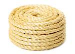 Roll of rope on pure white background