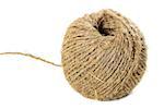 Roll of hemp rope on pure white background